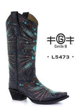 Ladies’ Circle G Black with Turquoise Embroidery Boot