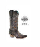 Ladies’ Corral Black Studs & Flowered Embroidery with Crystals Boot