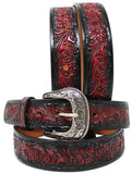 Challenger Western 1-1/2” Wide Tan Leather Floral Tooled Casual Jean Belt