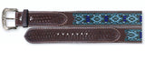 Ranger Belt Co. Chocolate Blue Embroidery Western Belt