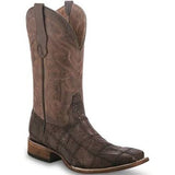 Men’s Circle G Chocolate Caiman Patchwork Square Toe Boot