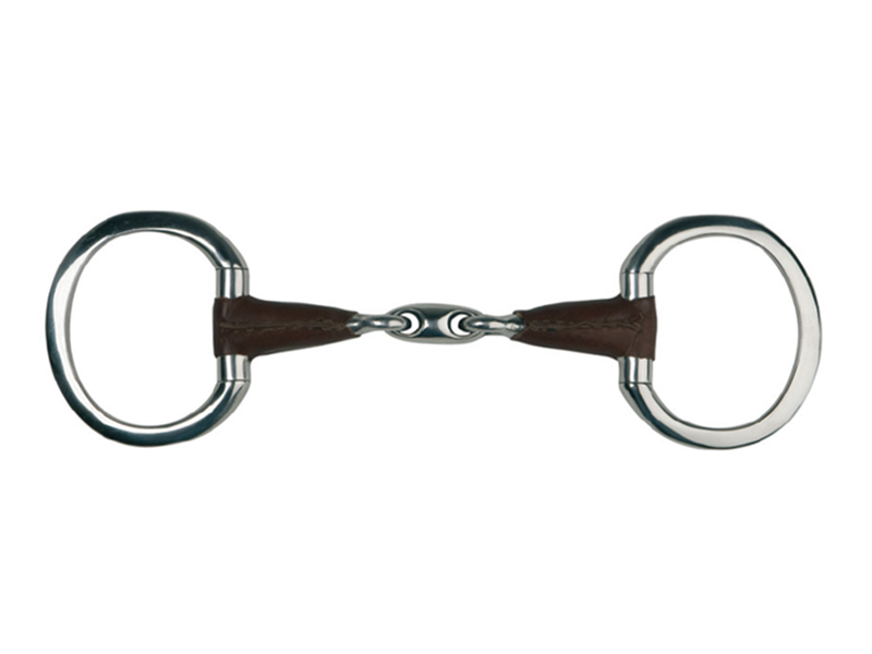 Metalab Double Jointed with Oval Link Hollow Leather Eggbutt Snaffle