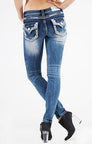 Grace in LA Embellished Faux Flap Pockets Skinny Jeans