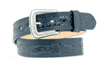 Nocona Floral Embossed Hand Tooled Leather Belt Black
