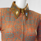 Ladies Western Collection Custom Orange and Teal Floral Kaleadoscope Show Shirt