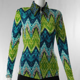 Ladies Western Collection Custom Lime and Blue Split Zig-Zag Show Shirt