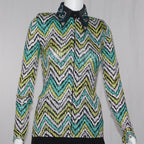 Ladies Western Collection  Custom Lime and Teal Zig Zag Rail Show Shirt